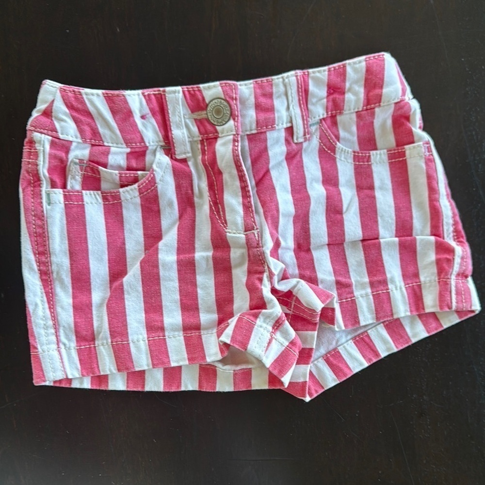 Mini Boden Red and White Striped Shorts